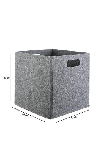 HOMİNG 4 Adet Gri Çok Amaçlı Keçe Organizer Dolap Içi Düzenleyici Sepet Seti 30x30 Cm