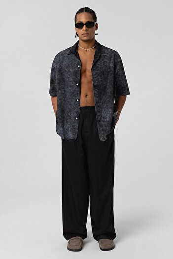 VAMOSCLO Baggy Fit Kumaş Pantolon Siyah