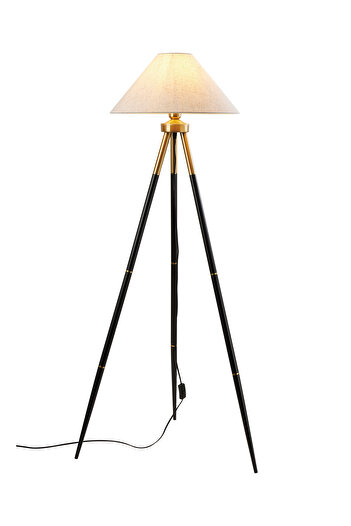 Apliqa Cosby Siyah-Eskitme Kaplamalı Tripod Metal 3 Ayaklı Lambader