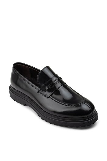 Deery Genuine Leather Black Loafer Men's Shoes