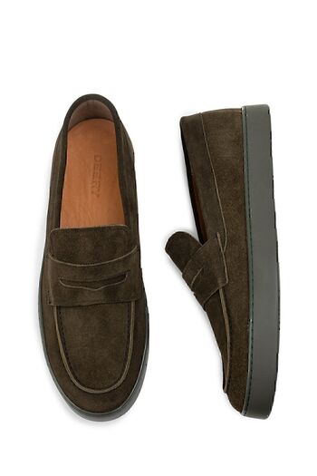 Deery Γνήσια ανδρικά παπούτσια Suede Khaki Loafer