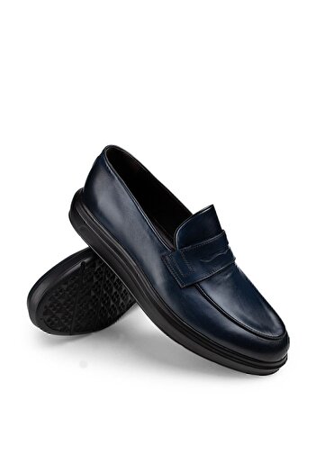 Deery Ανδρικά παπούτσια Loafer από γνήσιο δέρμα μπλε