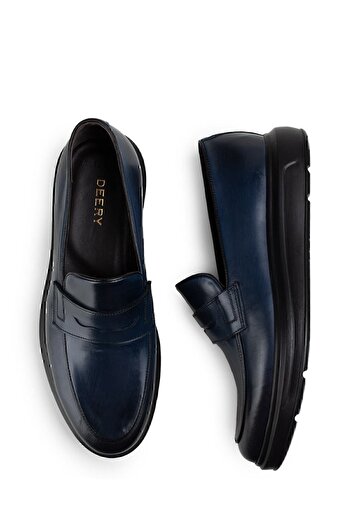 Deery Ανδρικά παπούτσια Loafer από γνήσιο δέρμα μπλε