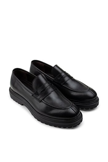 Deery Genuine Leather Black Loafer Men's Shoes