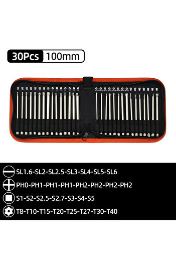 Choice 100mm length 30Pcs Set 100/150mm S2 Steel Magnetic Screwdriver Bits 1/4 Inch Hex Shank Power Tools S