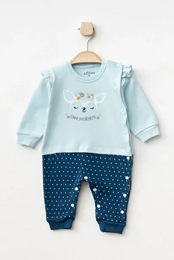 Aziz Bebe Baby Girl Snap Fastener Patterned Booties Jumpsuit 0 Month 6 Month