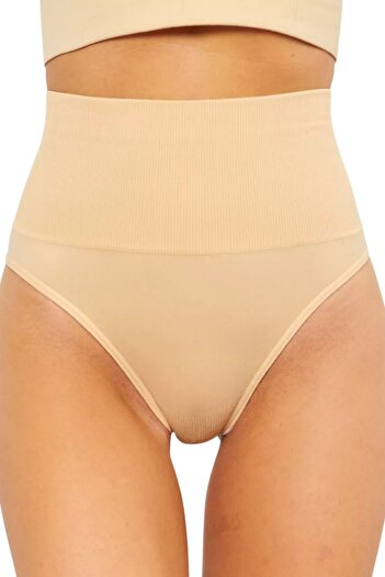 MİSTİRİK Montela Model High Waist Belly Tightening Corset String Panties Skin Color