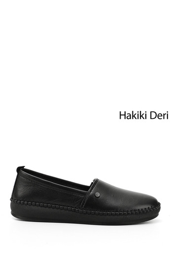 GÖNDERİ(R) Women/Girls Black Genuine Leather Comfort Shoes