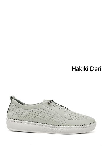 GÖNDERİ(R) Women / Girls Water Green Rubber Laced Genuine Leather Comfort Shoes