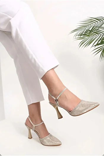 sefayol Chev Beige Stone Heeled Women's Shoes