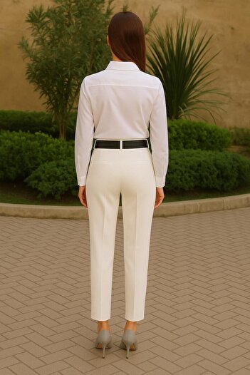 Neva Style Beyaz Tesettür Pantolon 10681b
