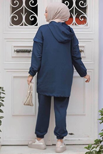 Neva Style Σετ 2 τεμαχίων Hijab με κουκούλα Navy Blue - 20072L