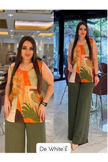 DE WHITES Plus Size Sleeveless Printed Bluz