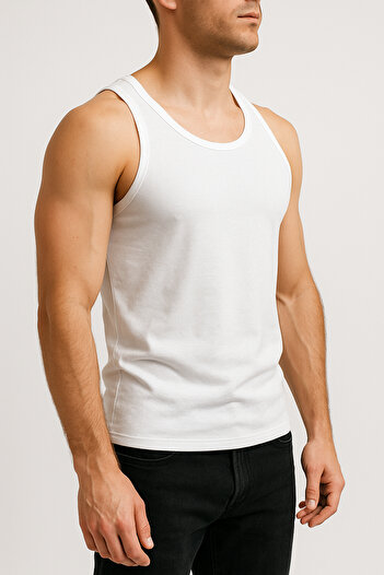 Çetinkaya 3 Pieces Men's 100% Cotton A Quality Strappy Classic White Combed Cotton Undershirt
