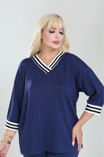 şuranur Striped Suit Osho Modal Fabric Striped Soft Textured M-6Xl