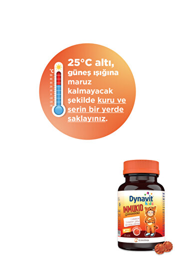 Dynavit Kids Immukid Gummies 60 Çiğnenebilir - Bağışıklık - Çocuklar için C, D Vitamini, Çinko, Kara Mürver