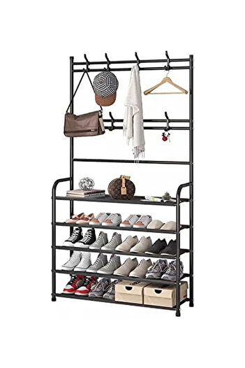 Primo Plus 5 Layer Shoe Rack Stainless Steel Tube Shoes Boots Black Pr606