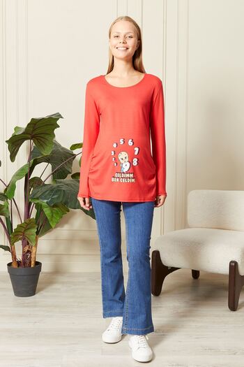 epaavm Long Sleeve Printed Maternity T-Shirt