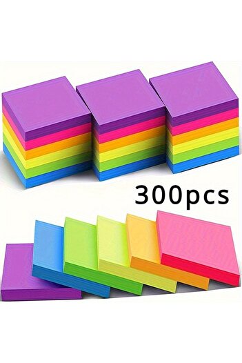 Choice 300pcs 300/600PCS six colors blank color fluorescent post-it notes are suitable for students' homew