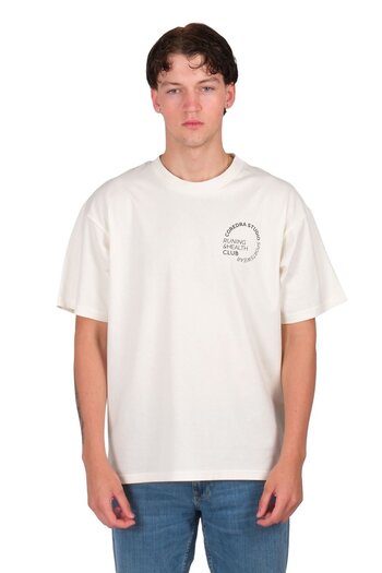 Coredra Runing and Health Club Oversize Fit Men's T-Shirt Ecru C101