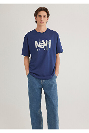 Mavi Μπλουζάκι με λογότυπο Navy Blue Loose Fit / Loose Relaxed Fit 0612461 -70491