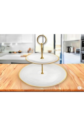 Colorina Two Tier Cookie Holder with Gold Rim