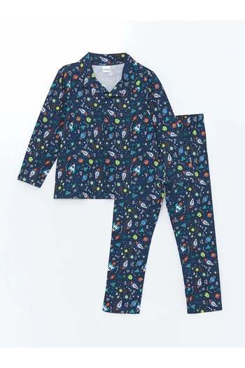 LC Waikiki Set de pijamale pentru băiat cu guler rotund cu pantaloni scurți