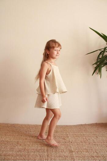 Oh La La Koala For Little Ones Black Striped Flounced Girls Strap and Shorts Set
