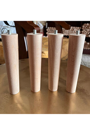HAMADEX 15 cm Raw Conical Wooden Furniture Pouf Stool Leg (with Connecting Apparatus) – 4 Pieces