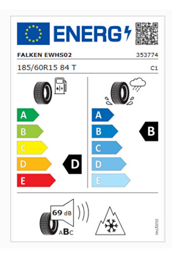 Falken Eurowinter HS02 185/60R15 84T M+S 3PMSF Oto Kış Lastiği (Üretim Yılı: 2023)