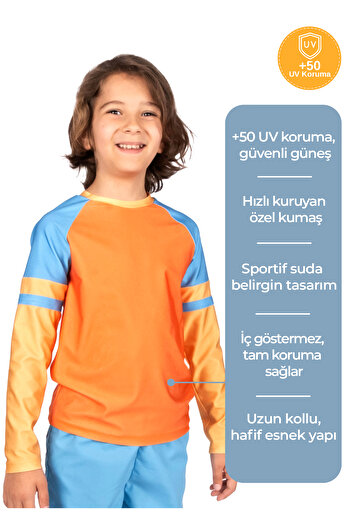 Ozmoz By Mukadder Özden Uv Protection Long Sleeve Boys Swim Top