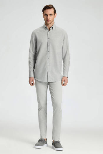 Hemington Cashmere Cotton Blend Light Gray Shirt