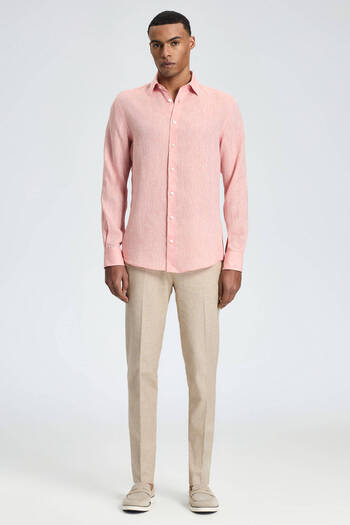 Hemington Salmon Color Pure Linen Sports Shirt