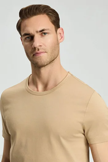Hemington Crew Neck Sand Color Basic T-Shirt
