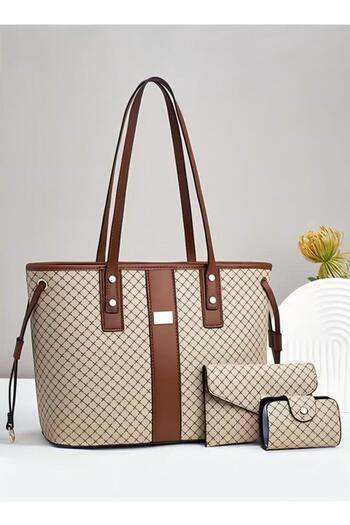 Generic 3PCS Tote Bag Set for Women Large Capacity Hand Shoulder Bag with Adjustable Drawstring