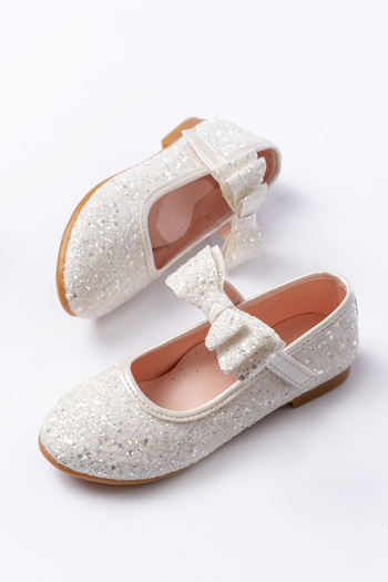 p papuccum ortopedi çocuk ayakkabıları Girl's Broken Glass Bow Non-Slip Sole Ballerinas