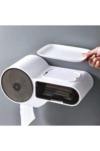 OEM Toilet Paper Holder ForHouse with Wet Wipe Storage and Space for Phone, White