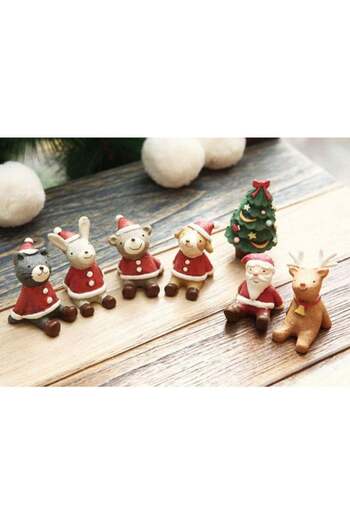 Fleymu Set of 2 Fleymu figurines, Santa Claus model, resin, white/red, 4 x 4 cm