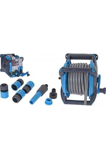 Koopman 15 m Garden Hose Reel with Wall Bracket and Accessories – Complete Watering Set