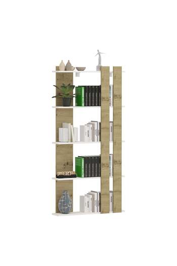 haaus.ro Book of World's Best Booksellers Elmo, 5 Piece, Alb/Stejar Artisan, 80 x 20 x 160 cm