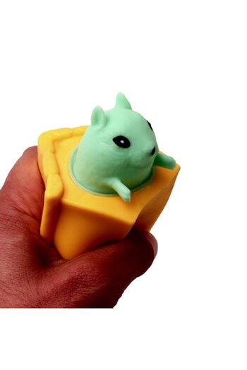 dalimag Squirrel Figure in Turquoise House, Silicone, Anti-Stress Toy