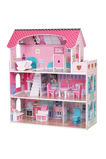 Mappy Wooden dollhouse, Mappy, 3 floors with furniture, height 70 cm, multicolor