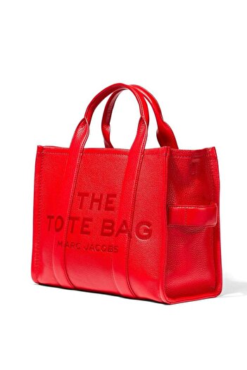 Marc Jacobs Geantă roșie „The Tote Bag Medium” cu logo din piele granulată pentru femei Marc Jacobs