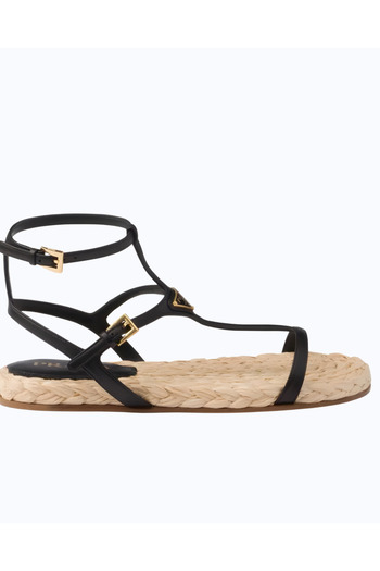 Prada Sport Triangle Logo Leather Women's Sandals