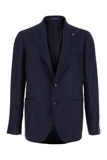 Tagliatore Blue Single-Breasted Jacket With Notched Revers In Wool Man