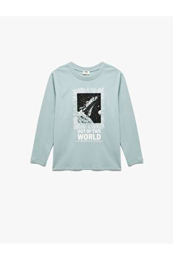 Koton Tricou din bumbac cu mânecă lungă cu imprimeu