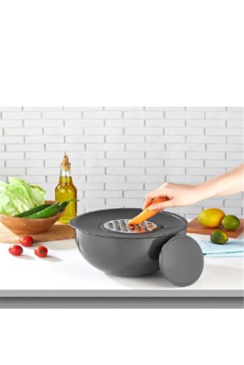 AROW Chopper Smart Mixing & Storage Bowl with Rendel Acrylic 4.6 Lt 25 cm Gray Tr-3633
