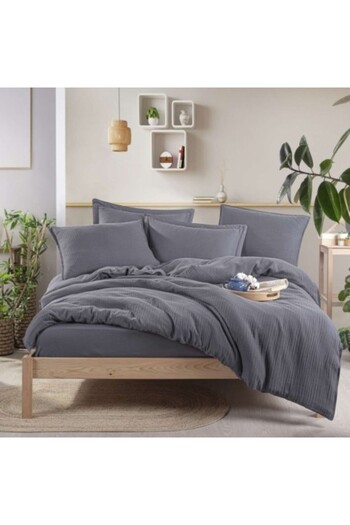 Hobby Premium luxury bedding set made of muslin and satin cotton, duvet cover 200x220cm, Anthracite