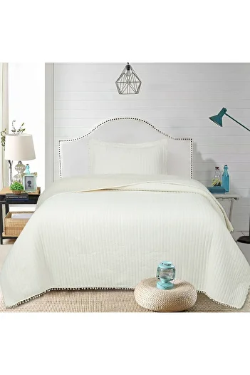 Bella Home Sofia Pompom Single Bedspread Set - 180X240 cm
