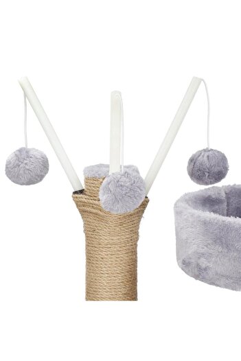 SERSIMO Cat play set, with scratching post, hiding place, bed, balls, 127cm, gray